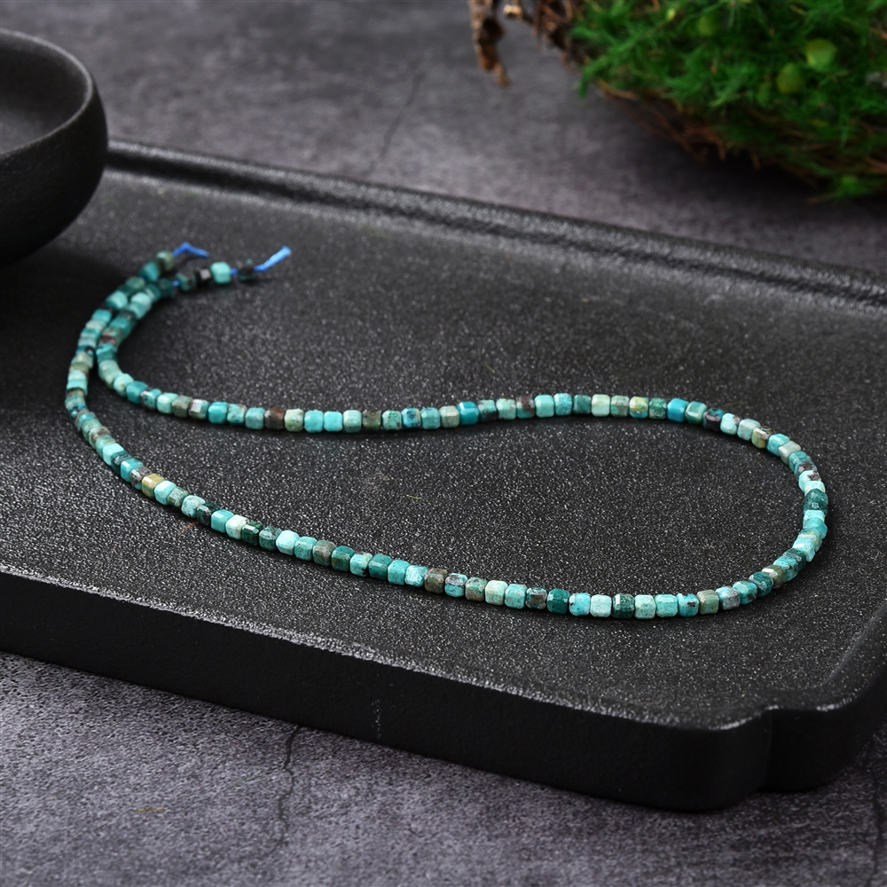 Rang de colliers, Chrysocolle, 03mm, à facettes (39cm)