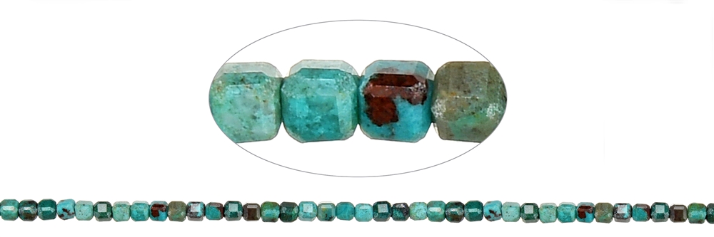 Strand cube, Chrysocolla, 03mm, faceted (39cm)