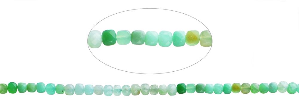 strand cube, Chrysoprase, faceted, 05mm (39cm)