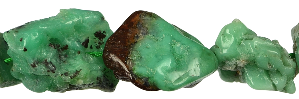 Strand of nuggets, Chrysoprase A, rough polished, 15-30 x 14-20mm