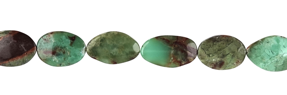 strand freeform flat, Chrysoprase, 30-35 - 18-20mm