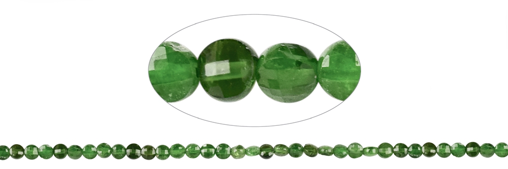 Strand Coin, Chrome Diopside, faceted, 04mm