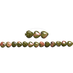 140691106520 Strang Herzen, Unakit, 10mm | Mineralien-Handel Edelsteine, Heilsteine & Schmuck