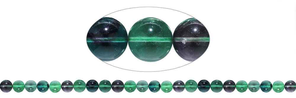 Rang de collier boules, Fluorite (verte/colorée), 08mm