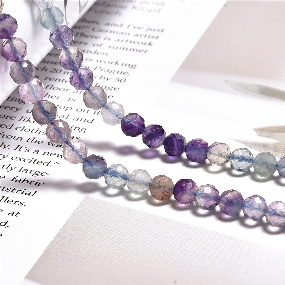Rang de colliers boules, Fluorite (violette/coloré), facettes, 06mm | Marco Schreier