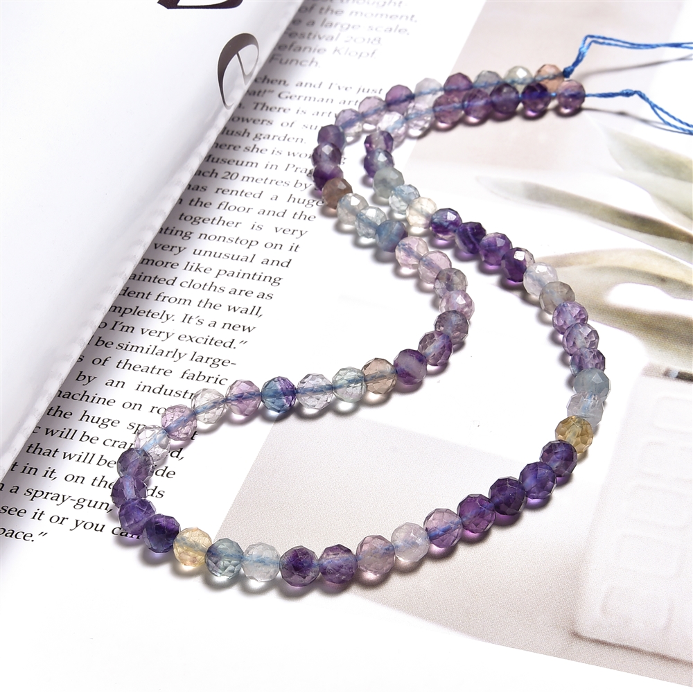 Rang de colliers boules, Fluorite (violette/coloré), facettes, 06mm | Marco Schreier
