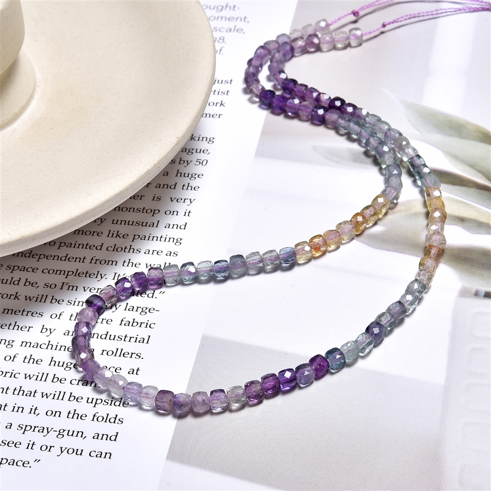 Rang de collier, Fluorite (violette/coloré), facettes, 04mm (38cm) | Marco Schreier