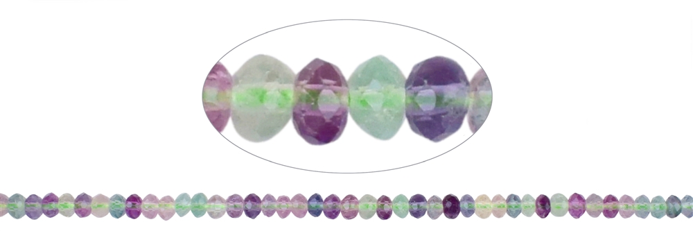 Strand Button, Fluorite, 03 x 05mm, faceted (38cm)