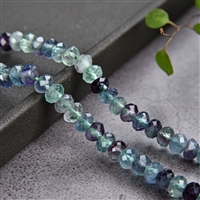 Strand Button, Fluorite, faceted, 04 x 06mm