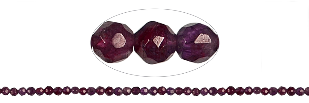 Rang de collier boules, grenat (violet), facettes, 3mm