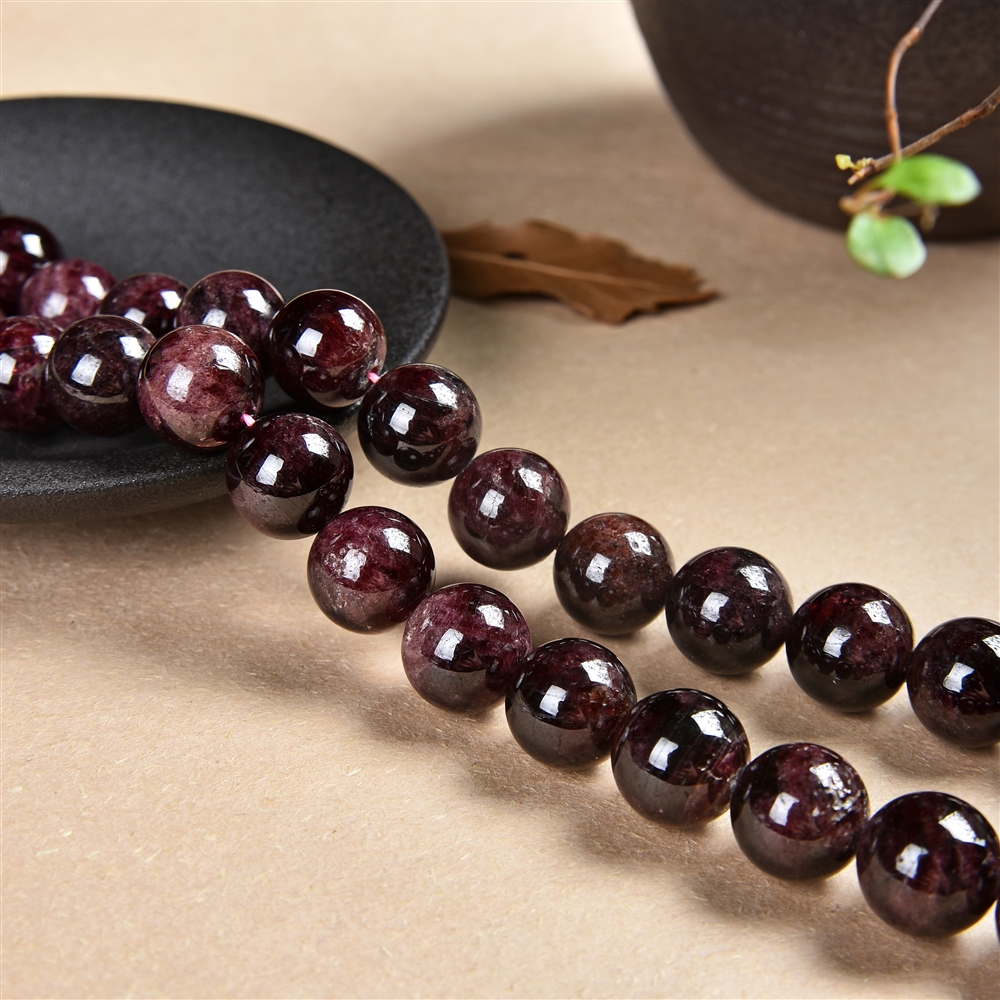 Strand balls, garnet, 14mm