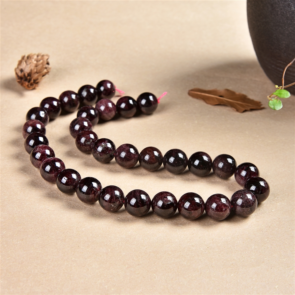 Strand balls, garnet, 14mm