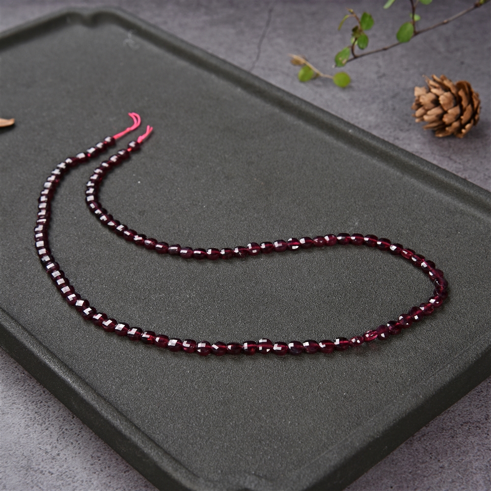 Strand slice/coin, garnet, faceted, 04mm