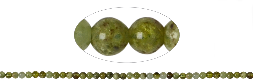 Rang de collier boules, Grenat verte (Grossulaire), 04mm