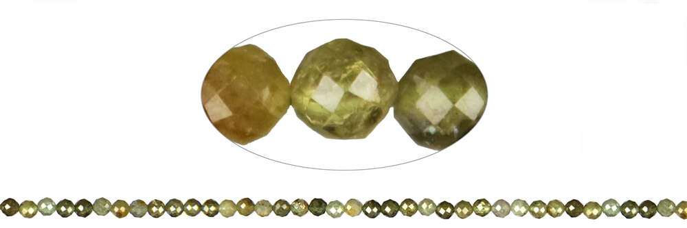 Filo di perle, verde granato (Grossular), sfaccettate, 04 mm (39 cm)
