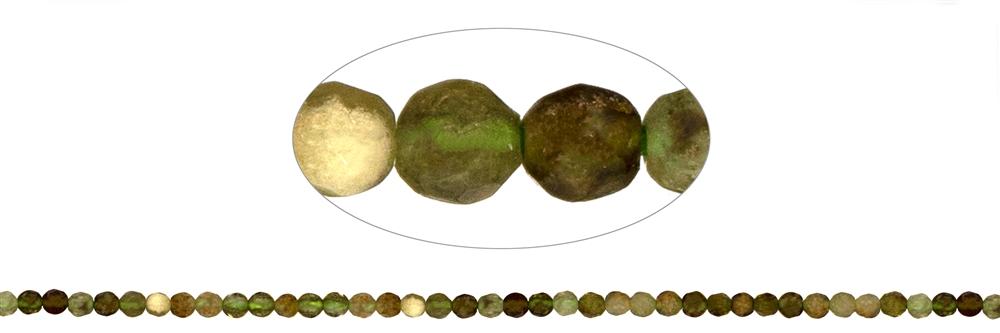 Rang de collier boules, Grenat vert (Grossulaire), à facettes, 03mm