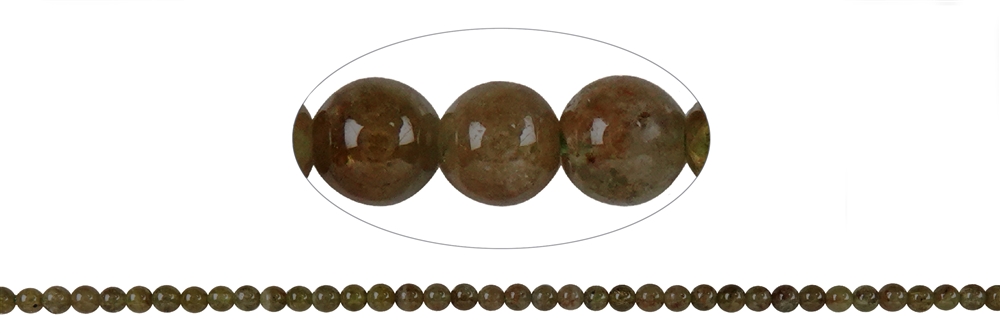 Rang de collier boules, grenat vert olive (Grossular), 04-05mm (39cm)
