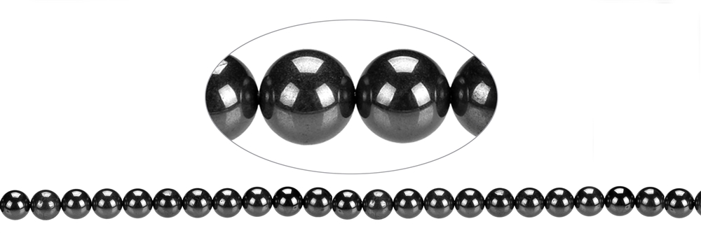 Rang de collier boules, Hématite (naturel), 08mm