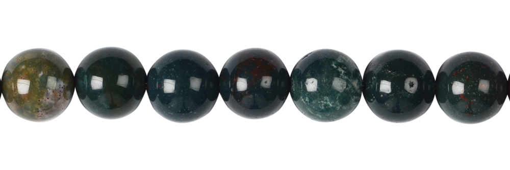 Strand of beads, Heliotrope (Bloodstone), 10mm