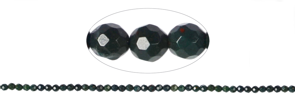 strand of beads, Heliotrope (Bloodstone), faceted, 04mm