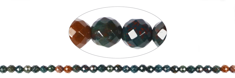 String Beads, Heliotrope (Bloodstone), faceted, 06mm (38 cm)