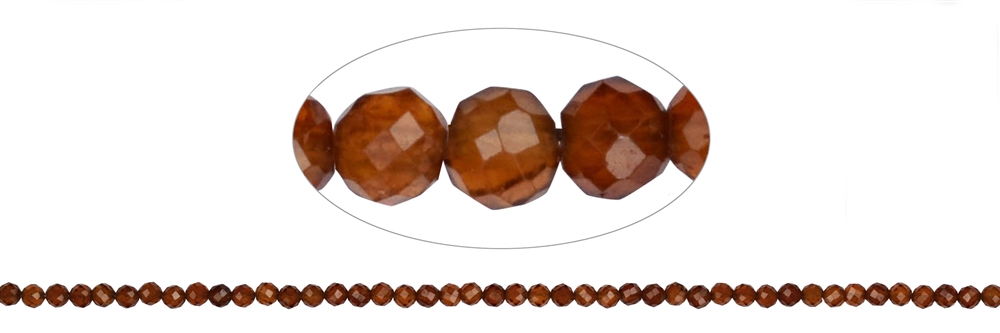 Strand of beads, Hessonite (garnet), faceted, 02,8mm