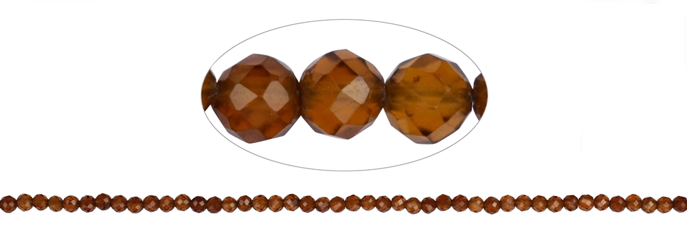 Strand of beads, Hessonite (garnet), faceted, 03,7mm