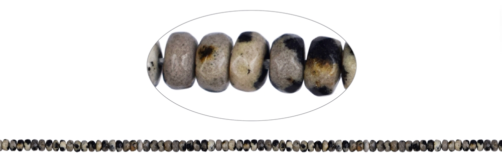 Filo di bottoni, pietra dalmata, sfaccettata, 02x04 mm