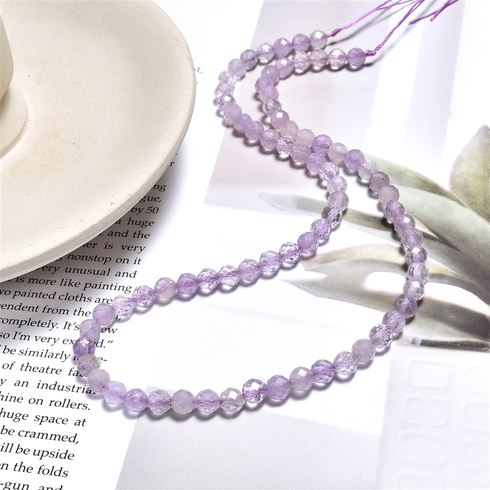 String Beads, Kunzite, faceted, 05mm (39cm) | wholesaler gems & healing stones