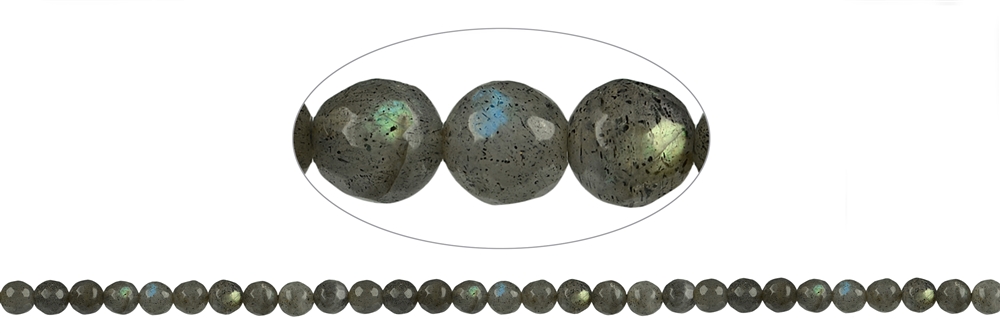 Strand of beads, labradorite, faceted, 06mm