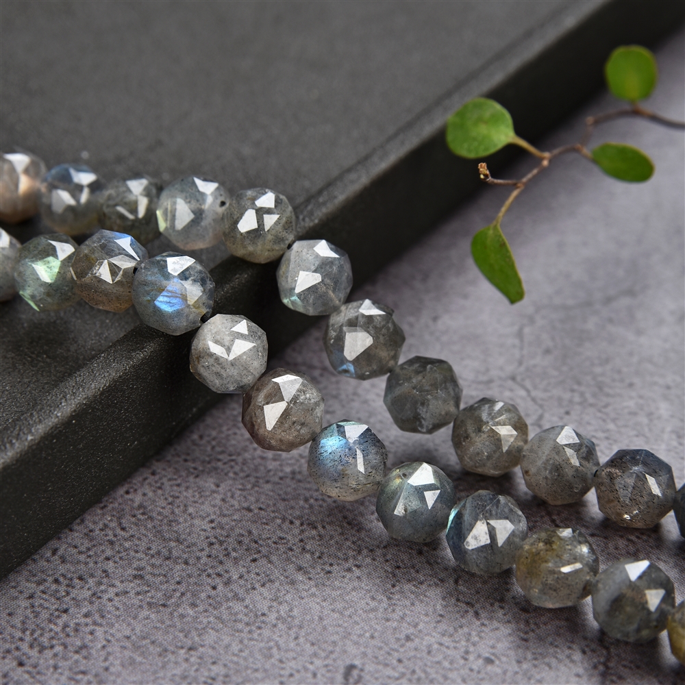 strand of beads, labradorite, faceted, 08mm (39cm)