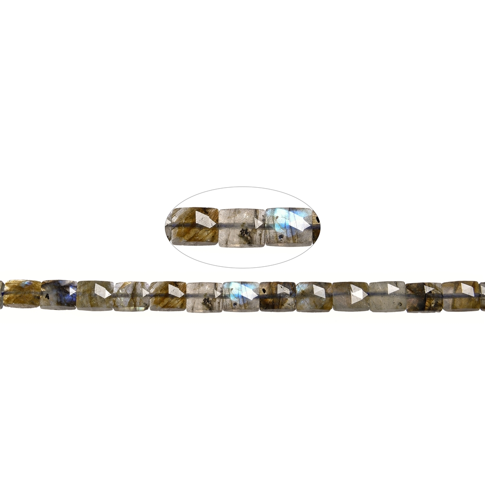 Rectangular strand, Labradorite (dark), 10 x 8mm, faceted (39cm) | Marco Schreier