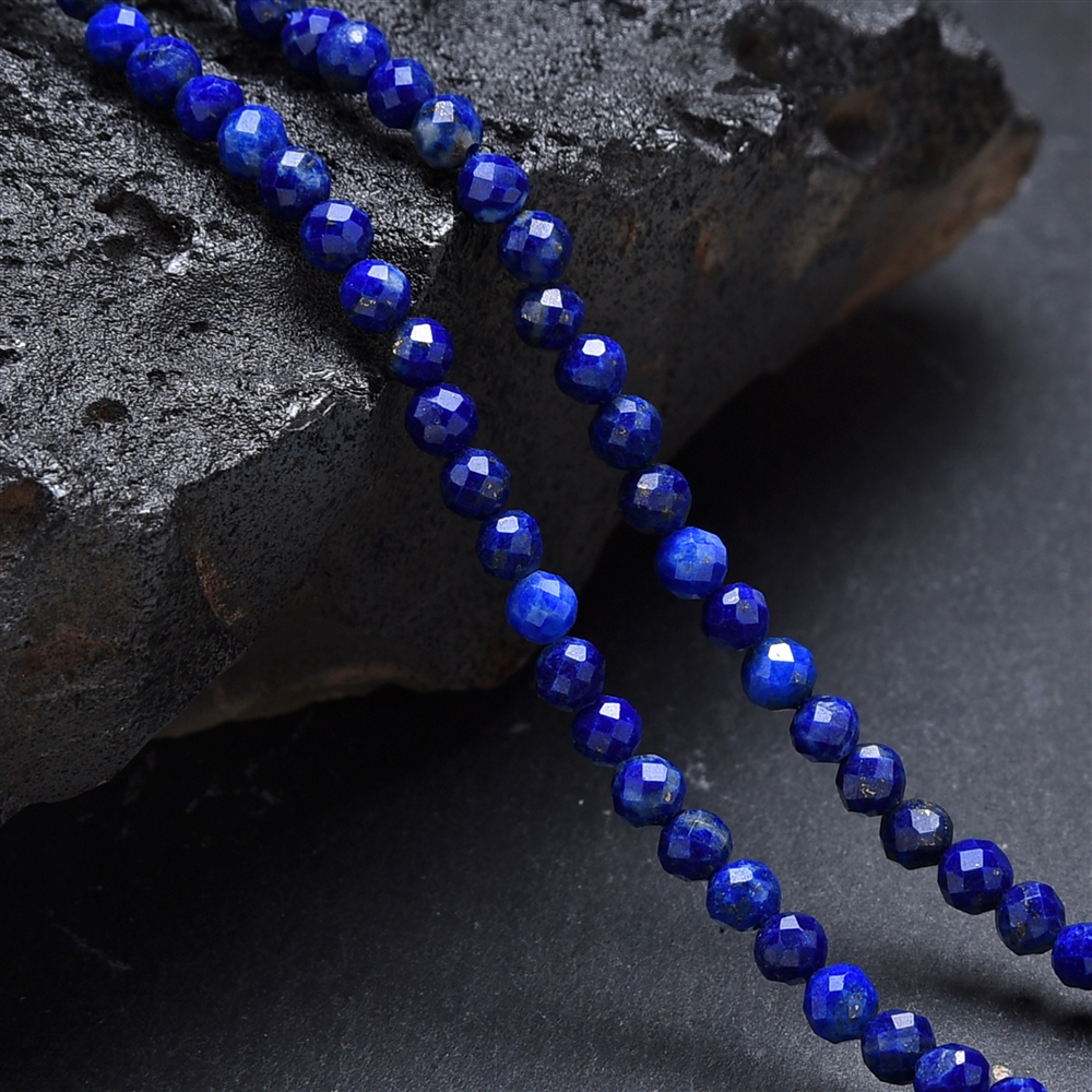 Rang de collier boules, Lapis-lazuli AA, 03mm, facetté