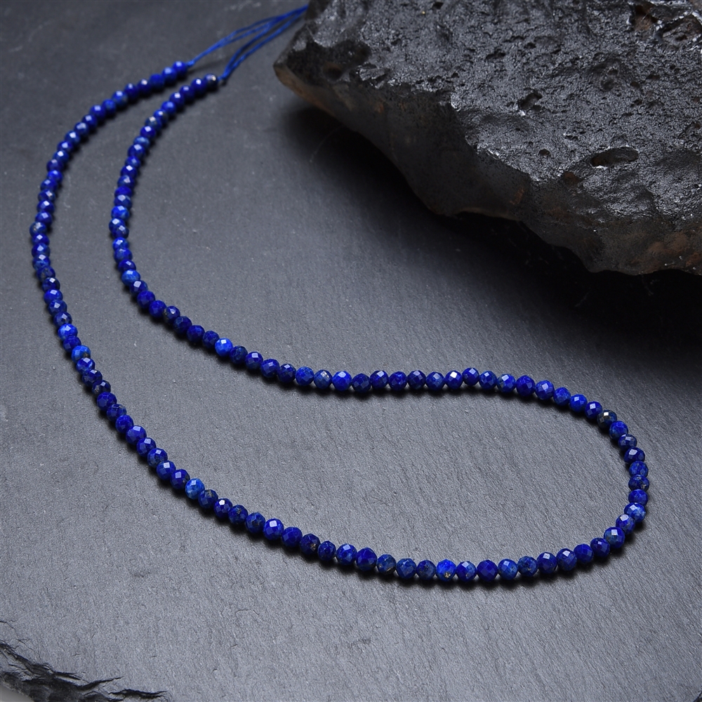 Rang de collier boules, Lapis-lazuli AA, 03mm, facetté