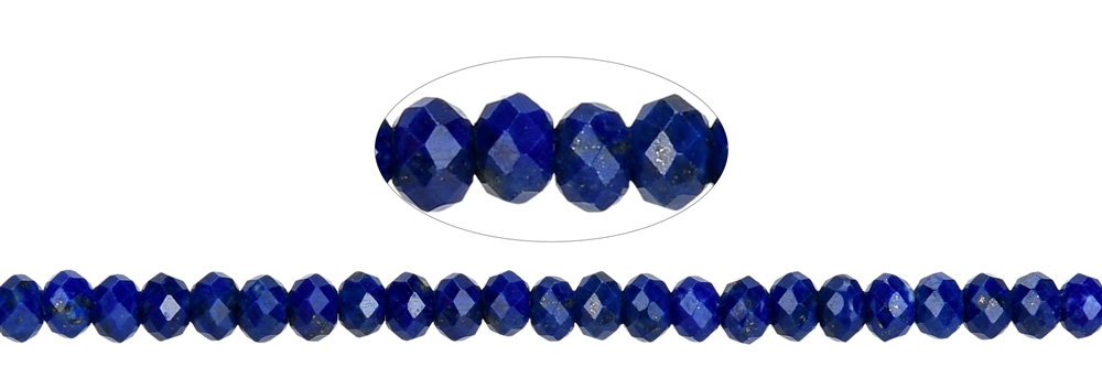 Strand Button, Lapis Lazuli A+, faceted, 02 x 04mm