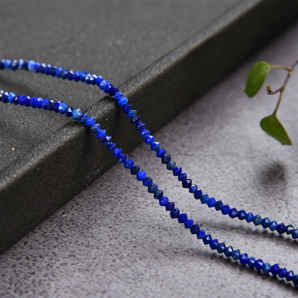 Strand Button/Disc, Lapis Lazuli, faceted, 01 x 02mm