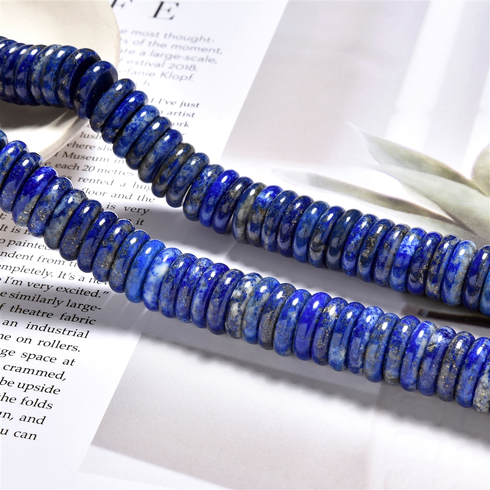 Rang de collier disques/boutons, Lapis-lazuli, 04 x 15mm (39cm) | Marco Schreier