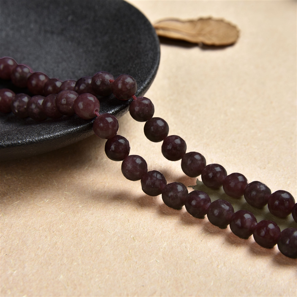 String Beads, Lepidolite (stab.) dark, 06mm