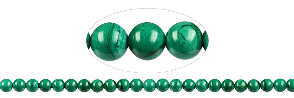Strand of balls, Malachite (rod.), 08mm