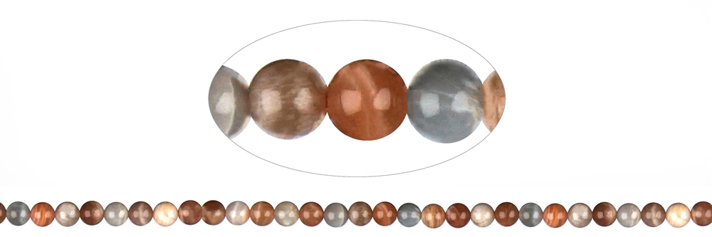 Strand of beads, Moonstone (multicolored) A, 06mm
