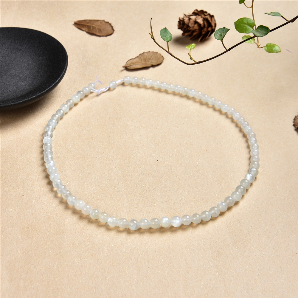 Strand of beads, Moonstone (white), 06mm