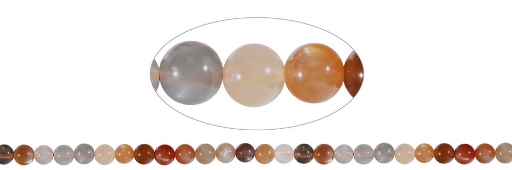 strand of balls, Moonstone (multicolored), 08mm (37cm)