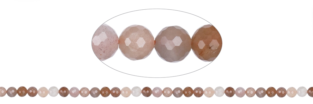 strand of beads, Moonstone (multicolored), faceted, 06mm