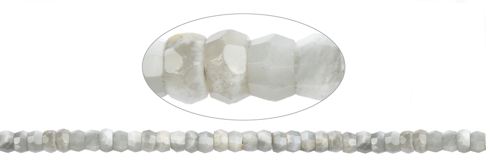 Strand Button, Moonstone, faceted, 05-06 x 08-09mm