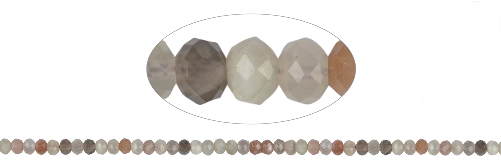 Strand Button, Moonstone (multicolored) faceted, 04 x 06mm (39cm)
