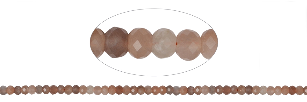 strand button, Moonstone (multicolored), faceted, 04 x 06mm (39cm)