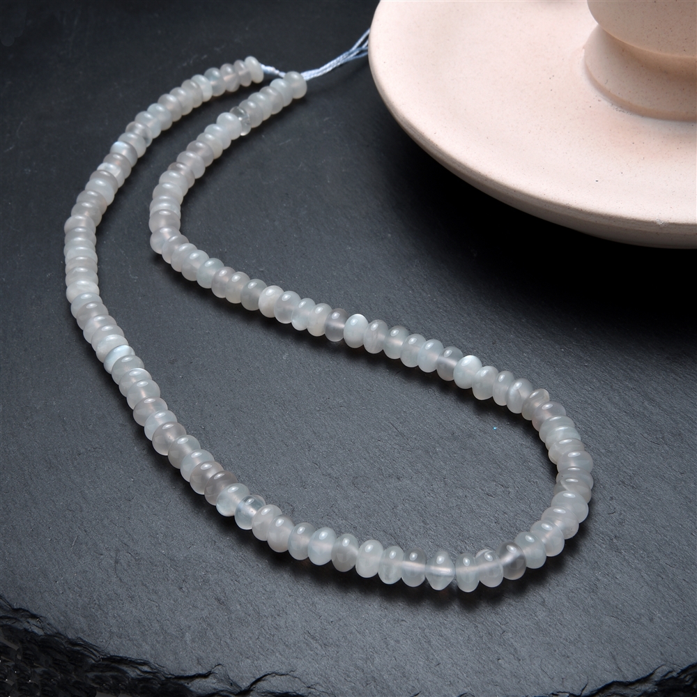 Button strand, Moonstone (white), 04 x 06mm