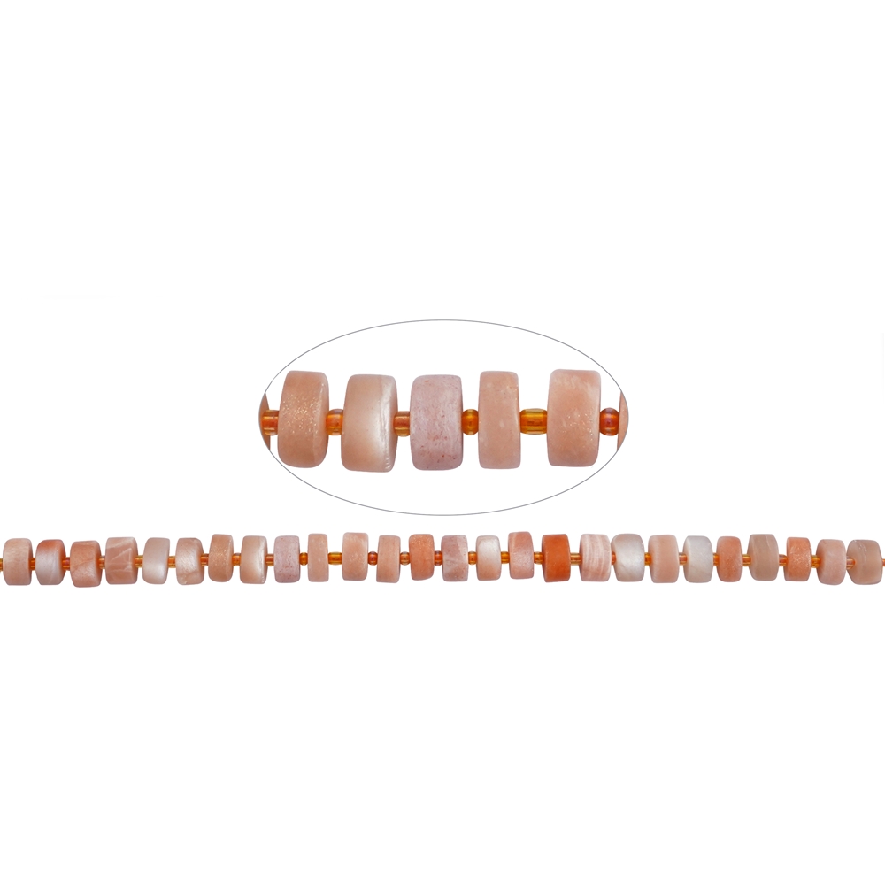 Strand of slices, Moonstone (orange), matt, 4-6 x 8.5-10.5mm | Marco Schreier