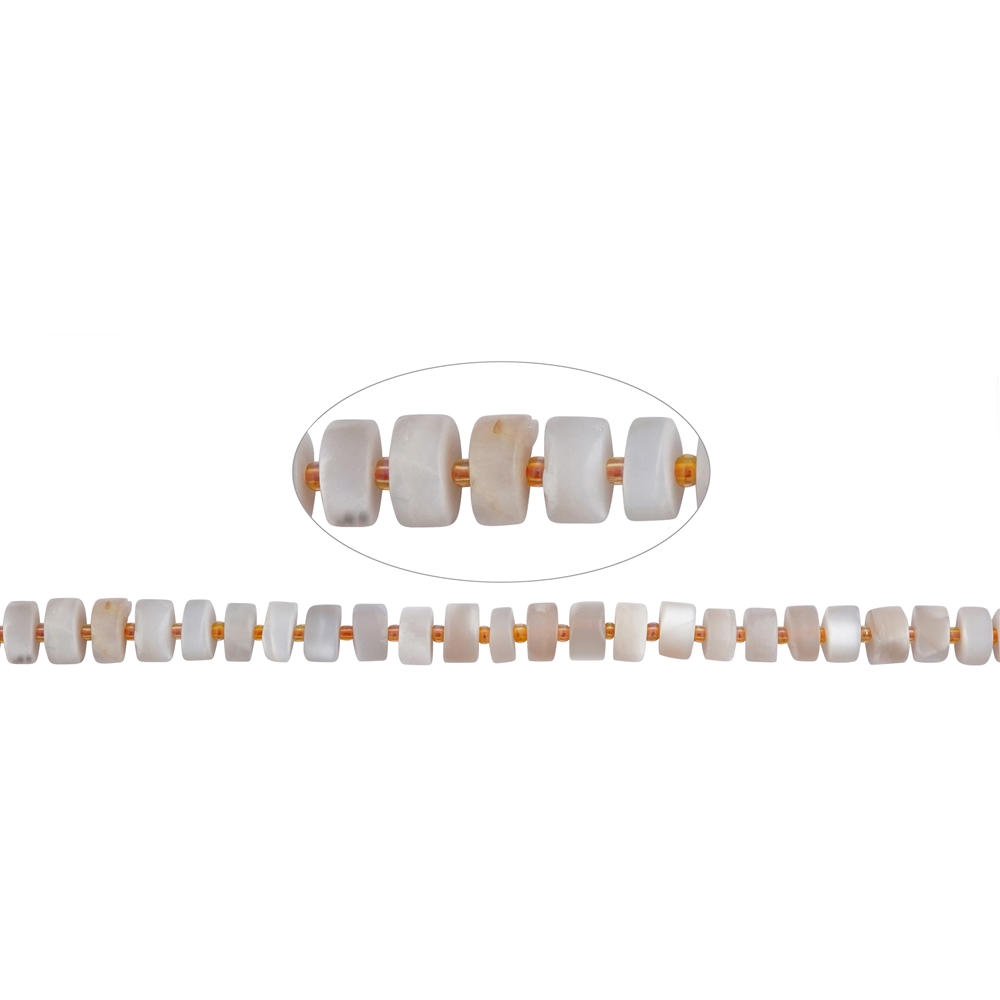 Strand of slices, Moonstone (cream-grey), matt, 4-6 x 8.5-10.5mm | Marco Schreier