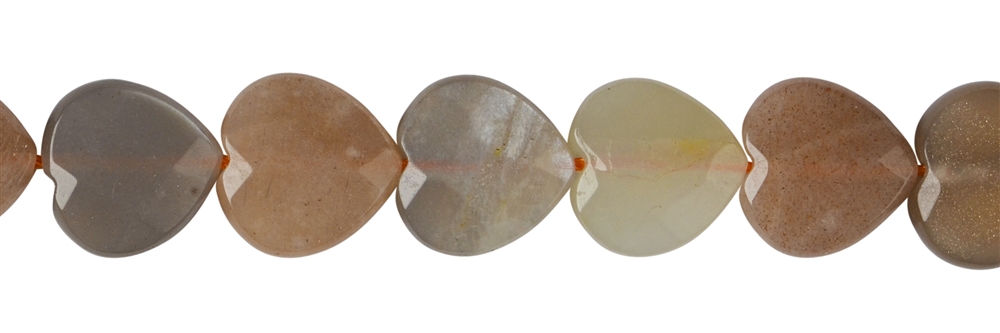 Fili di cuori, pietra di luna, sfaccettati, 12 x 12 mm